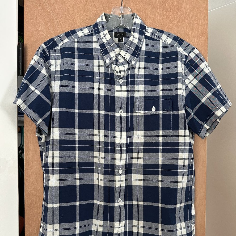 J.Crew Mens Short-sleeve Plaid Shirt